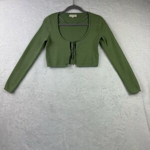 L.A Hearts Pacsun Womens Small Green Long Sleeve Knit Cropped Tie Front Top Top